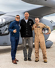 Sec. Duffy (left); Kyle Clark, BETA Technologies President and CEO (middle); Nate Moyer, Experimental Test Pilot (right) Advanced air mobility aircraft will radically redefine personal travel, cargo, medical, and military operations.